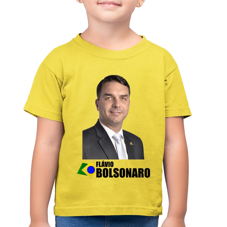 Camiseta Algodão Infantil Flávio Bolsonaro - Amarelo Canário