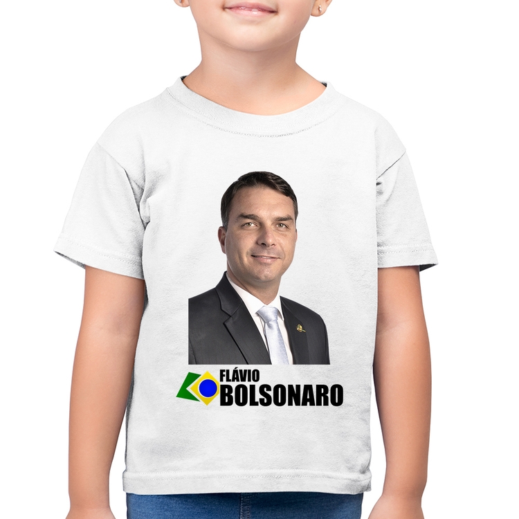 Camiseta Algodão Infantil Flávio Bolsonaro - Branca