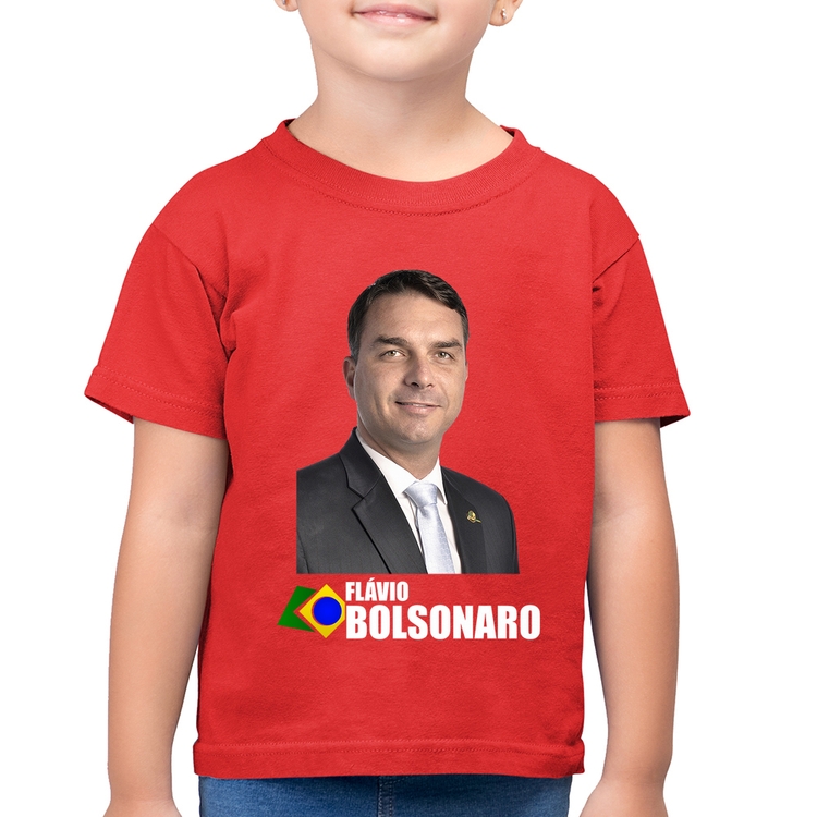 Camiseta Algodão Infantil Flávio Bolsonaro - Vermelha
