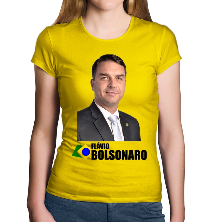 Baby Look Algodão Flávio Bolsonaro - Amarela