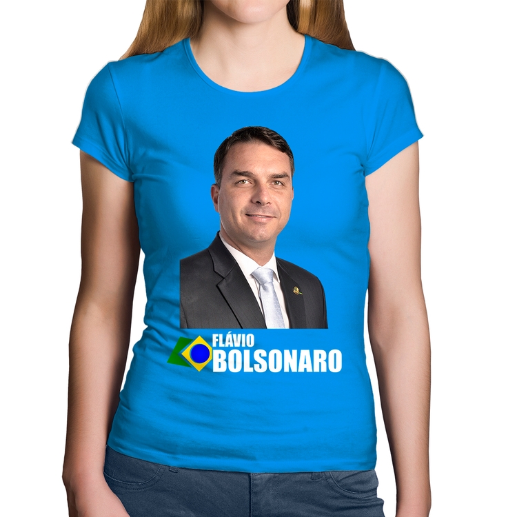 Baby Look Algodão Flávio Bolsonaro - Azul