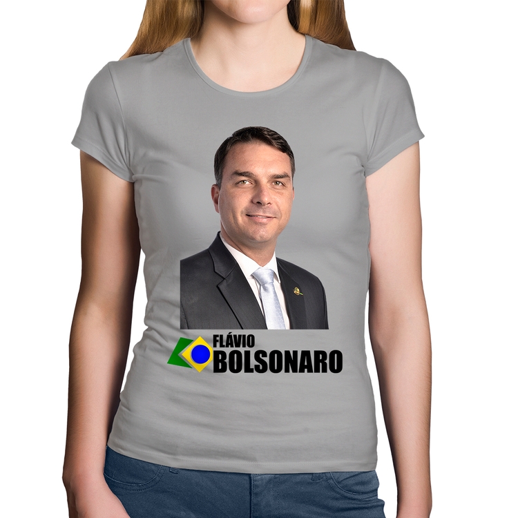 Baby Look Algodão Flávio Bolsonaro - Cinza
