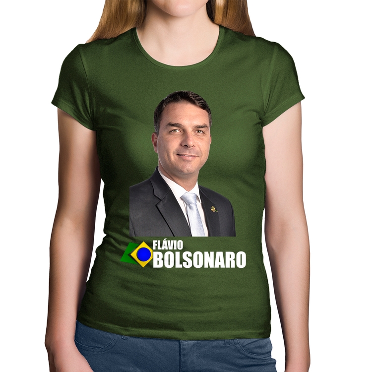 Baby Look Algodão Flávio Bolsonaro - Musgo