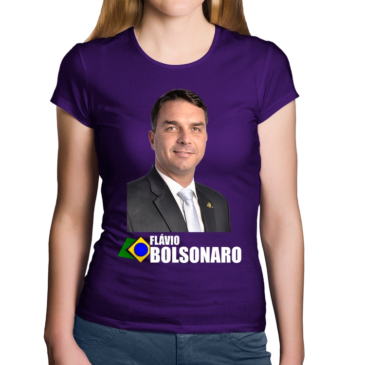 Baby Look Algodão Flávio Bolsonaro - Roxa