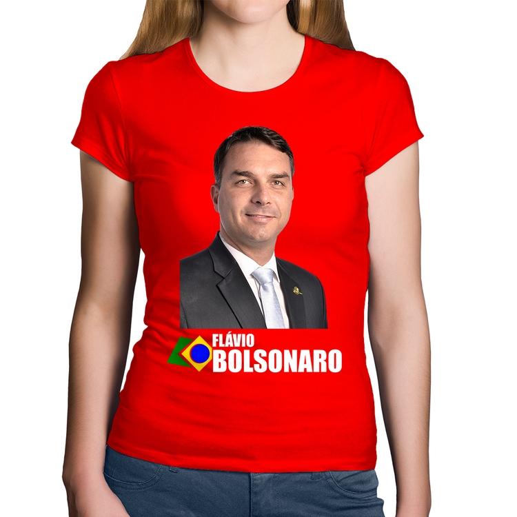 Baby Look Algodão Flávio Bolsonaro - Vermelha