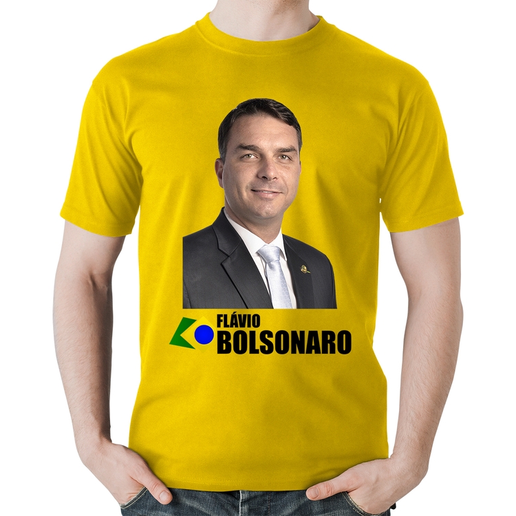 Camiseta Algodão Flávio Bolsonaro - Amarela