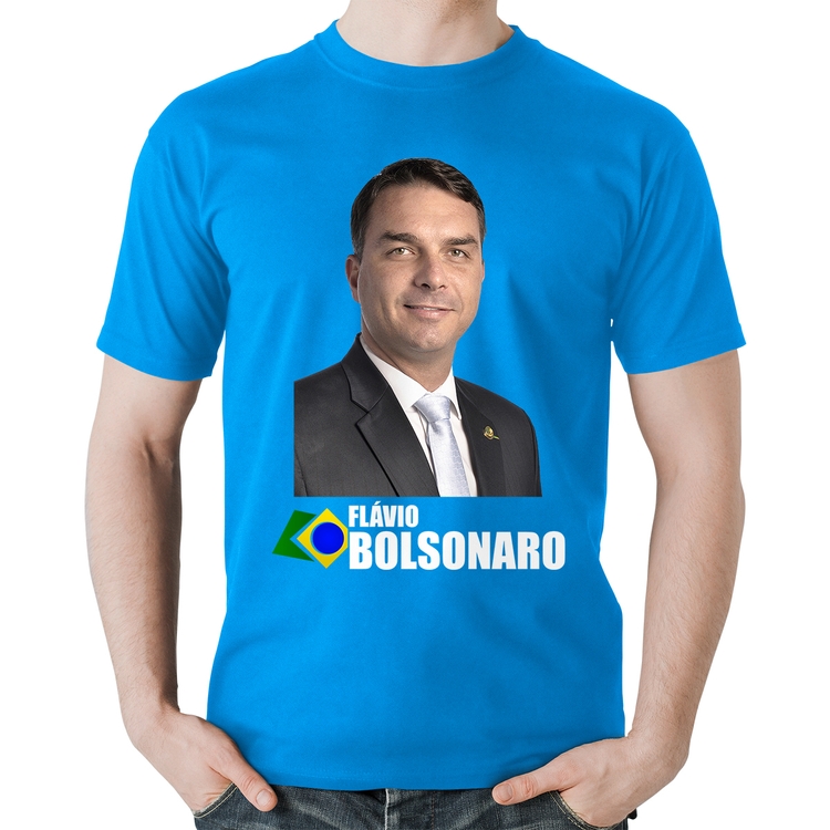 Camiseta Algodão Flávio Bolsonaro - Azul