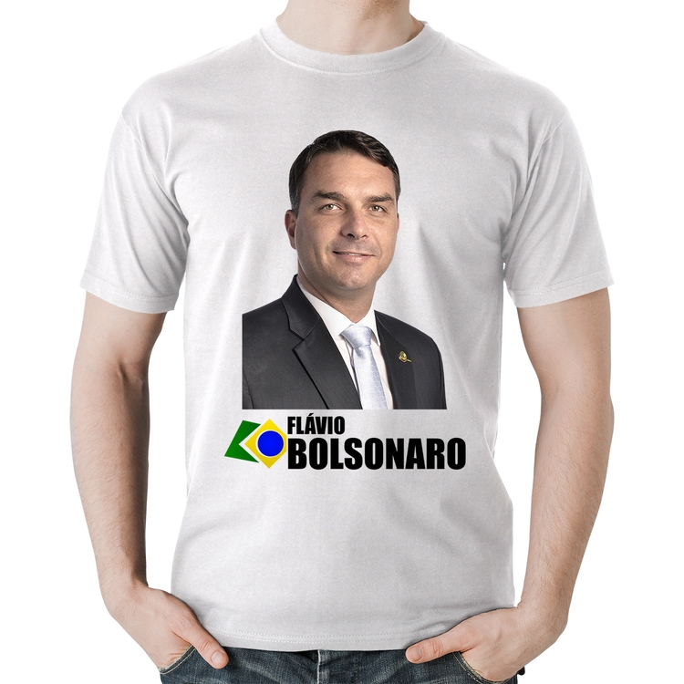 Camiseta Algodão Flávio Bolsonaro - Branca