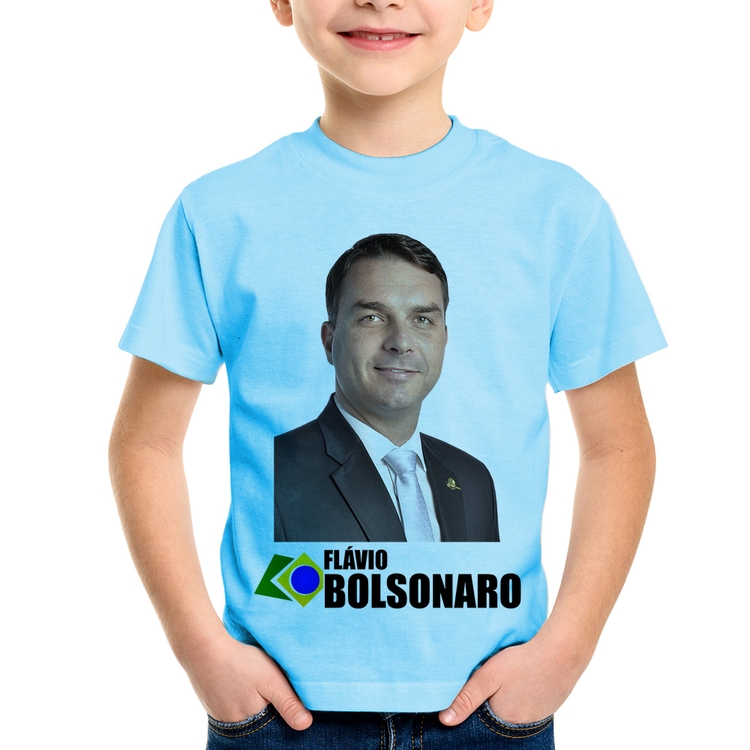 Camiseta Infantil Flávio Bolsonaro - Azul Bebê