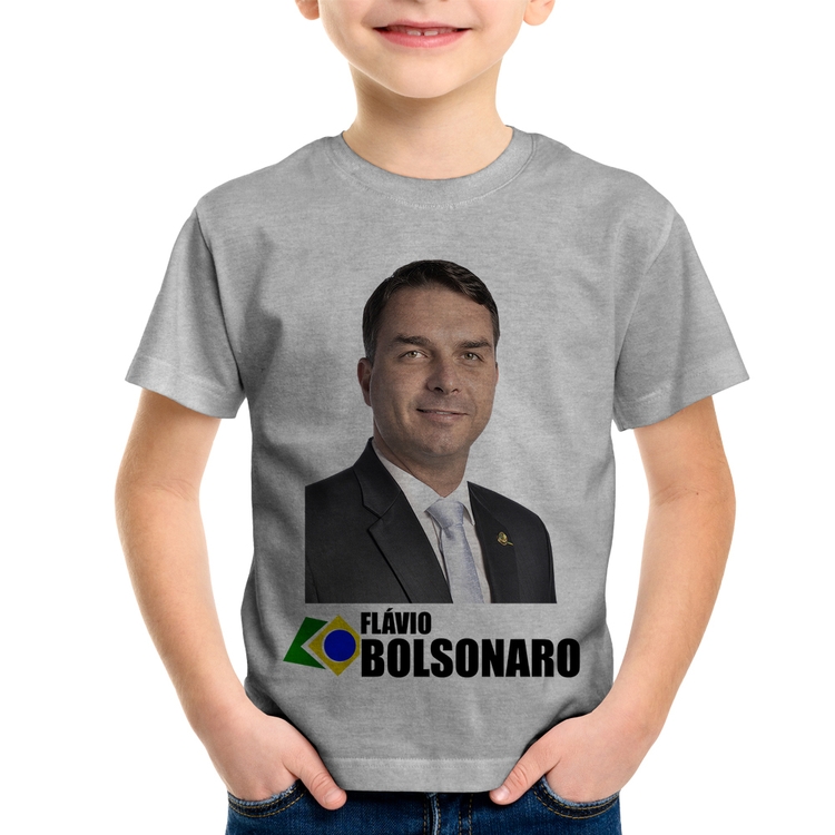 Camiseta Infantil Flávio Bolsonaro - Cinza