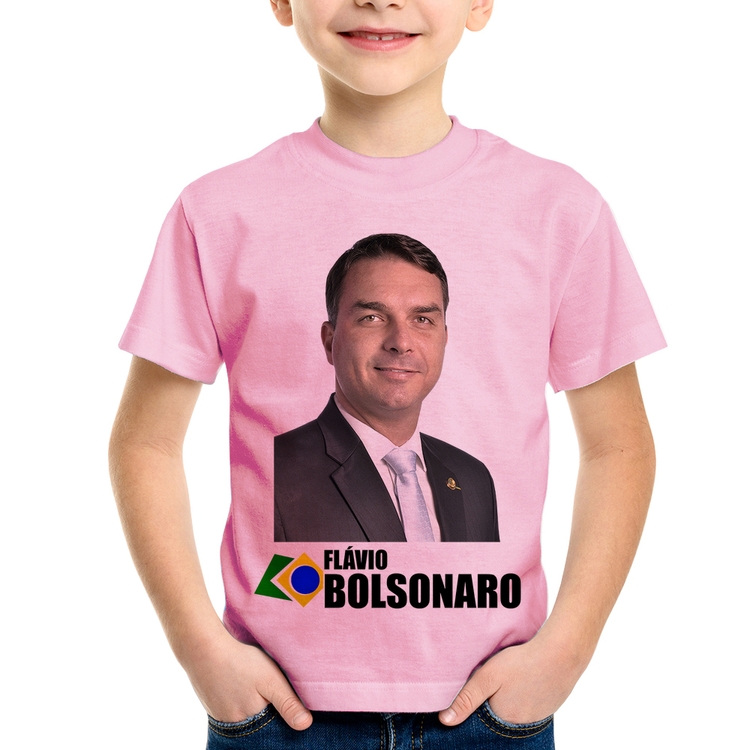 Camiseta Infantil Flávio Bolsonaro - Rosa Bebê