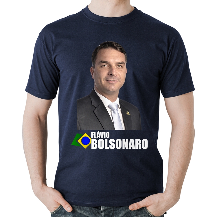 Camiseta Algodão Flávio Bolsonaro - Marinho
