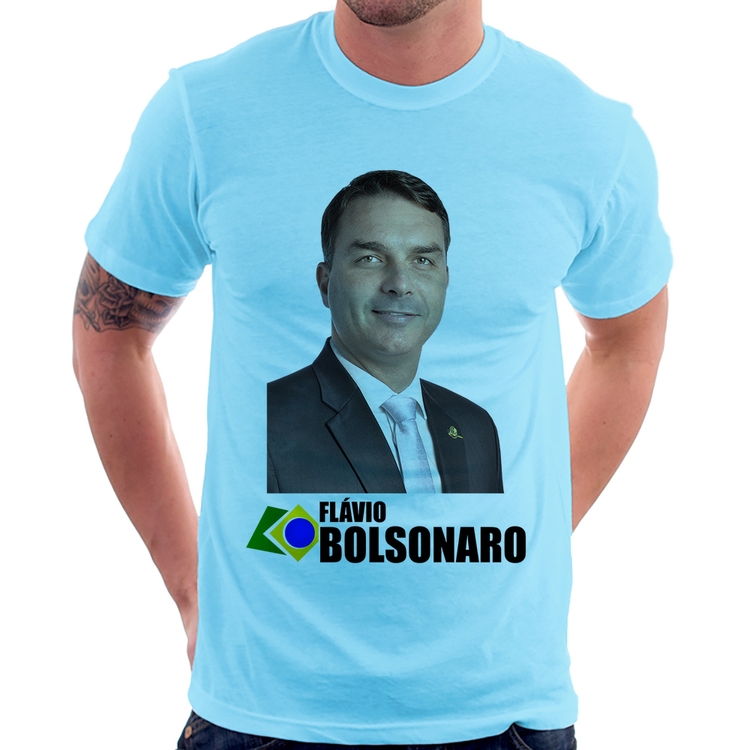 Camiseta Flávio Bolsonaro - Azul Bebê