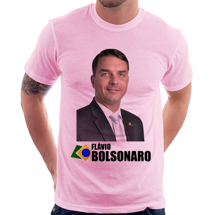 Camiseta Flávio Bolsonaro - Rosa Bebê