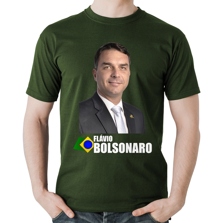 Camiseta Algodão Flávio Bolsonaro - Musgo