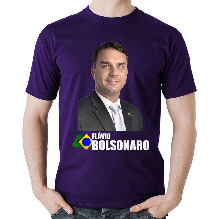 Camiseta Algodão Flávio Bolsonaro - Roxa