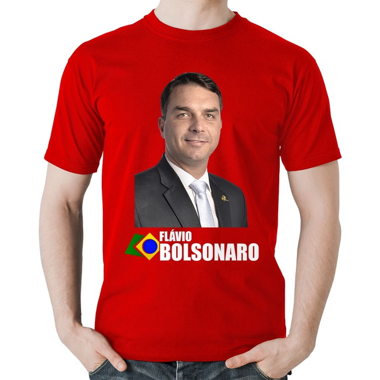 Camiseta Algodão Flávio Bolsonaro - Vermelha