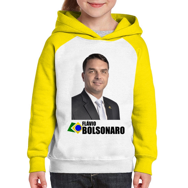 Moletom Infantil Flávio Bolsonaro - Branco/Amarelo
