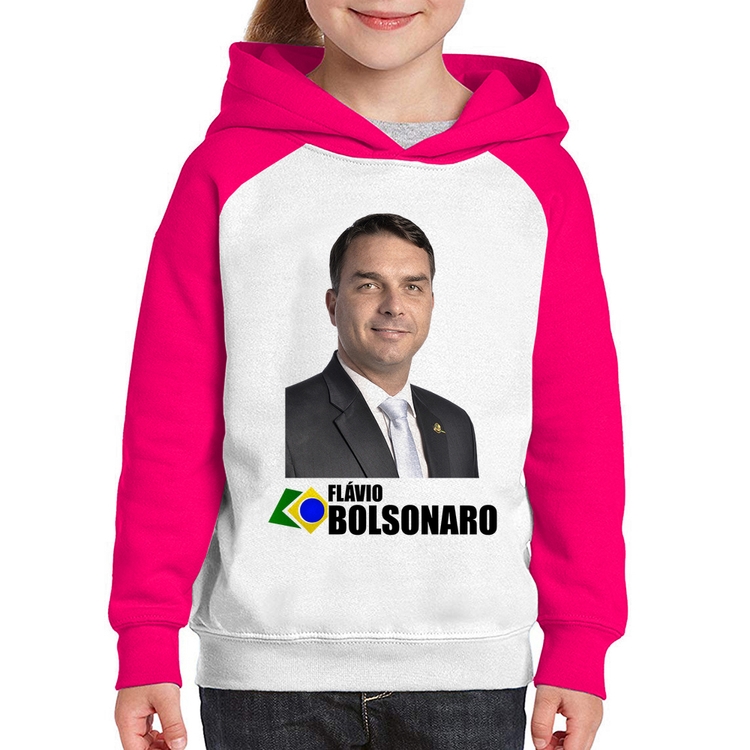 Moletom Infantil Flávio Bolsonaro - Branco/Rosa