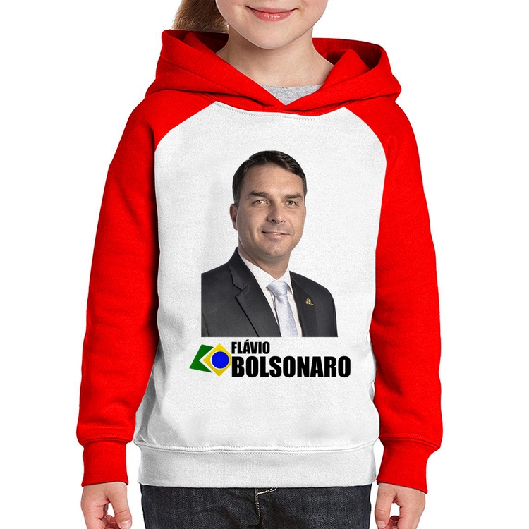 Moletom Infantil Flávio Bolsonaro - Branco/Vermelho