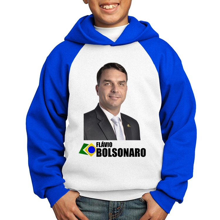 Moletom Infantil Flávio Bolsonaro - Branco/Azul