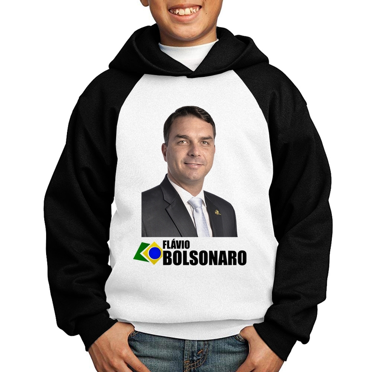 Moletom Infantil Flávio Bolsonaro - Branco/Preto