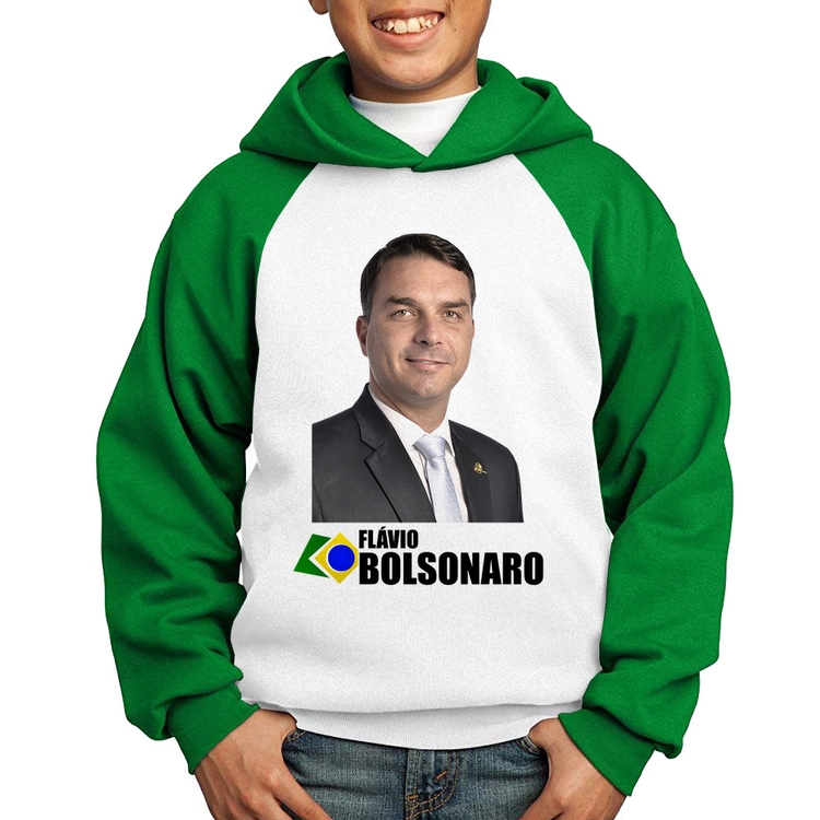Moletom Infantil Flávio Bolsonaro - Branco/Verde