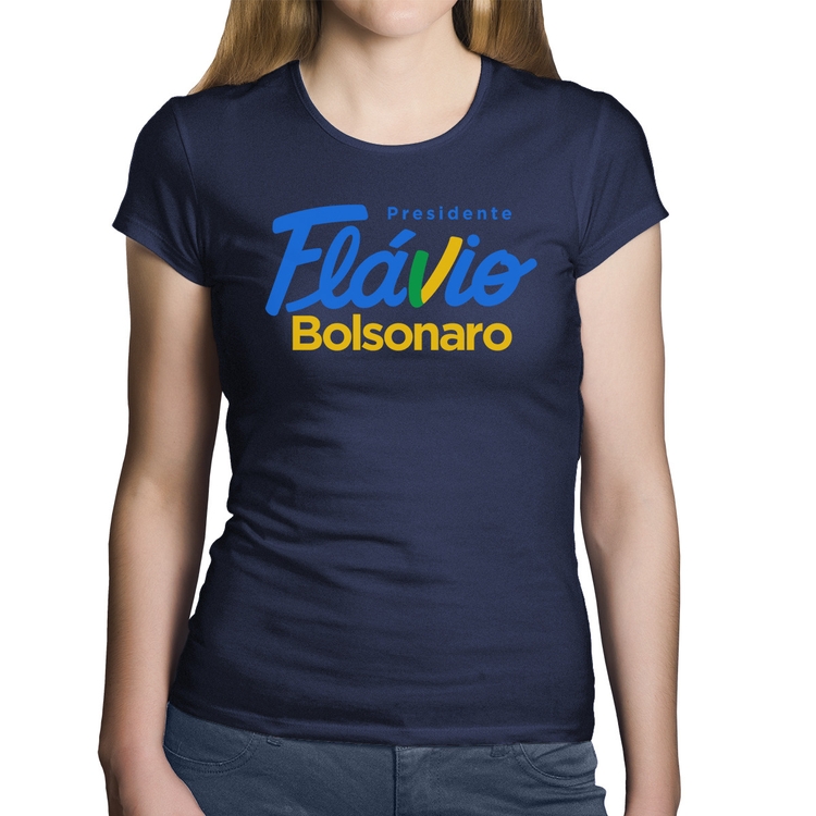 Baby Look Algodão Flávio Bolsonaro Presidente 2026 PL 22 - Marinho