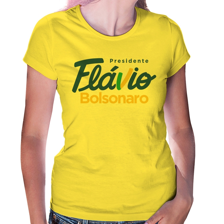 Baby Look Flávio Bolsonaro Presidente 2026 PL 22 - Amarela