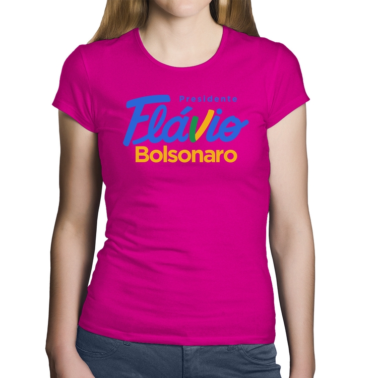 Baby Look Algodão Flávio Bolsonaro Presidente 2026 PL 22 - Rosa