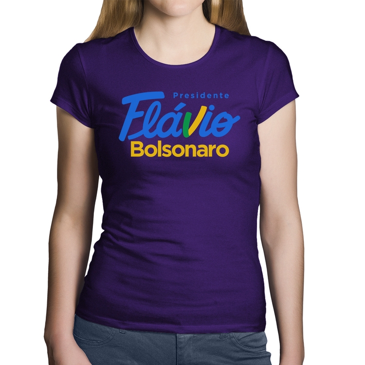 Baby Look Algodão Flávio Bolsonaro Presidente 2026 PL 22 - Roxa