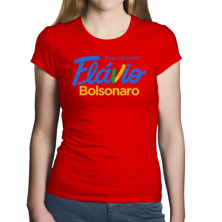Baby Look Algodão Flávio Bolsonaro Presidente 2026 PL 22 - Vermelha