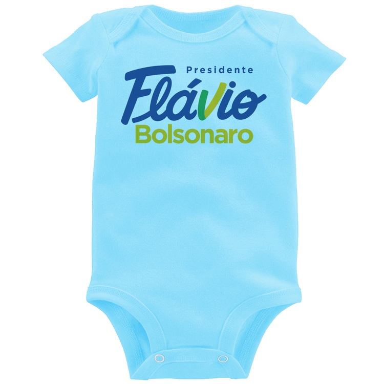 Body Bebê Flávio Bolsonaro Presidente 2026 PL 22 - Azul Bebê