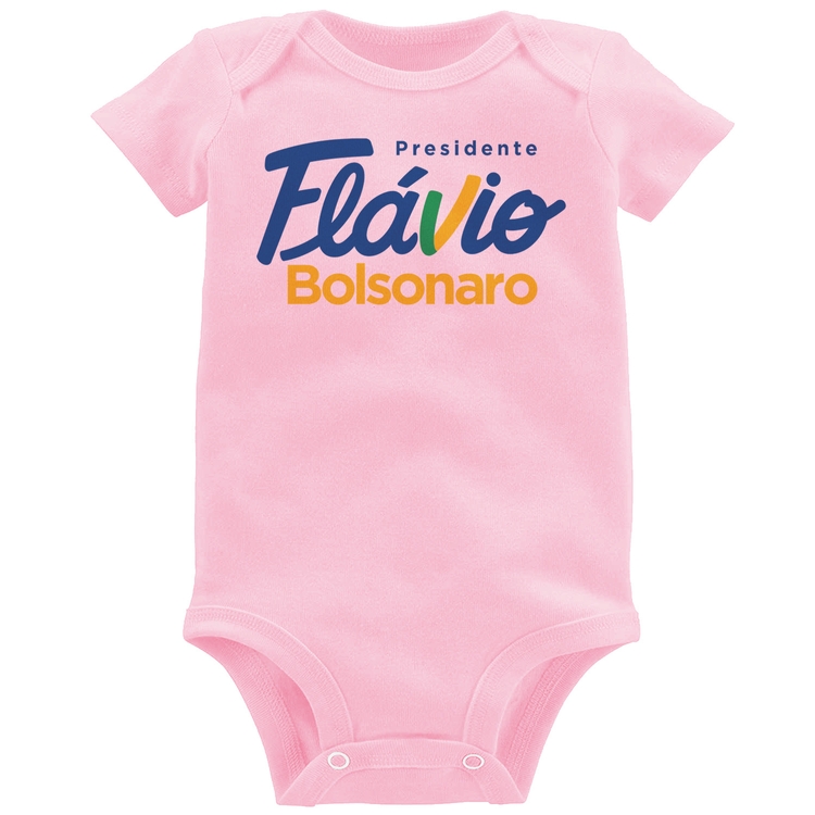 Body Bebê Flávio Bolsonaro Presidente 2026 PL 22 - Rosa Bebê