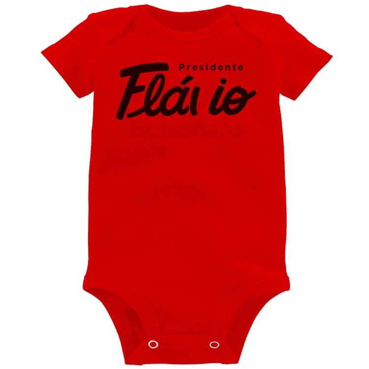 Body Bebê Flávio Bolsonaro Presidente 2026 PL 22 - Vermelho