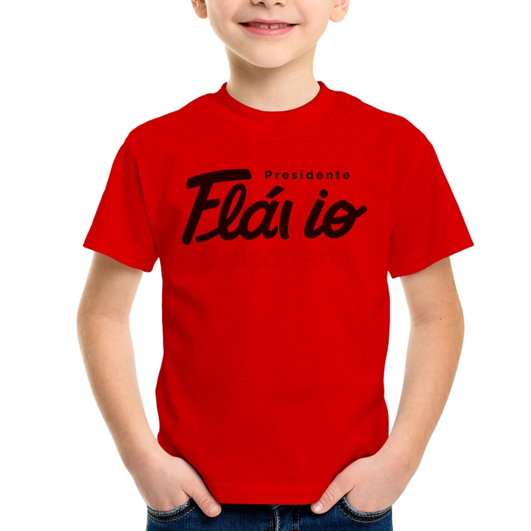 Camiseta Infantil Flávio Bolsonaro Presidente 2026 PL 22 - Vermelha