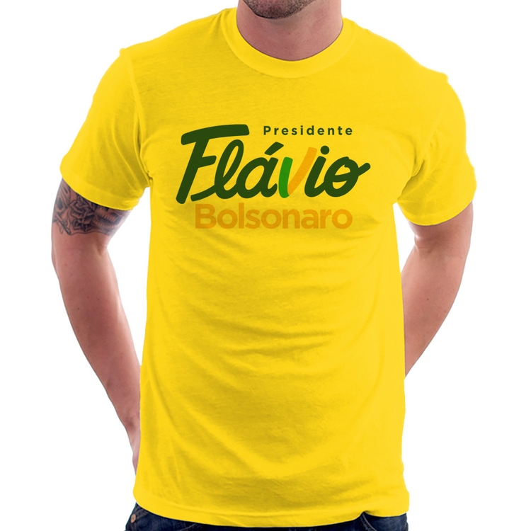 Camiseta Flávio Bolsonaro Presidente 2026 PL 22 - Amarela