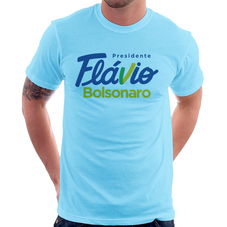 Camiseta Flávio Bolsonaro Presidente 2026 PL 22 - Azul Bebê