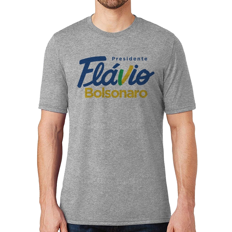 Camiseta Flávio Bolsonaro Presidente 2026 PL 22 - Cinza