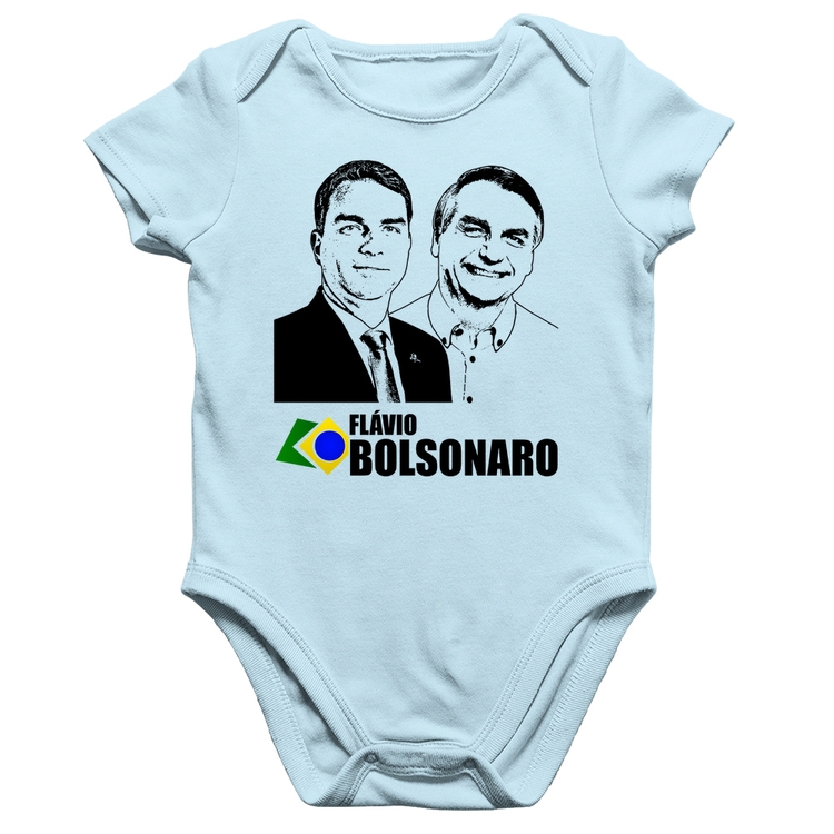 Body Bebê Algodão Flávio e Jair Bolsonaro 2026 - Azul Bebê