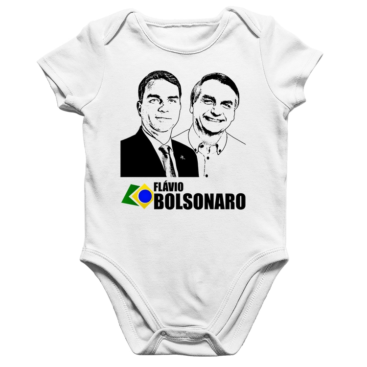 Body Bebê Algodão Flávio e Jair Bolsonaro 2026 - Branco