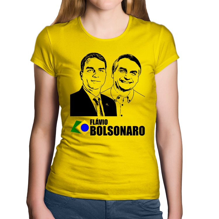 Baby Look Algodão Flávio e Jair Bolsonaro 2026 - Amarela