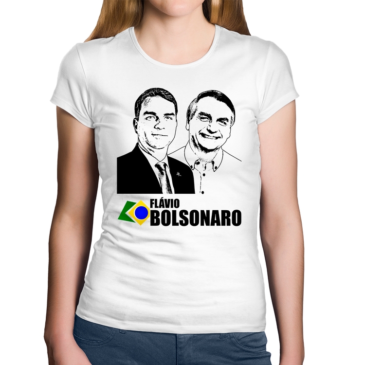 Baby Look Algodão Flávio e Jair Bolsonaro 2026 - Branca