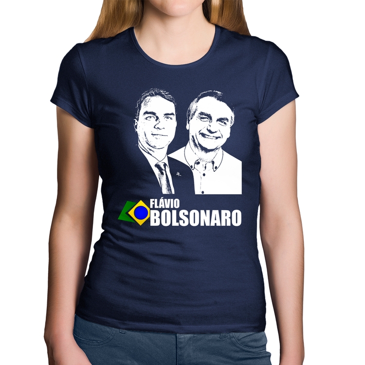 Baby Look Algodão Flávio e Jair Bolsonaro 2026 - Marinho