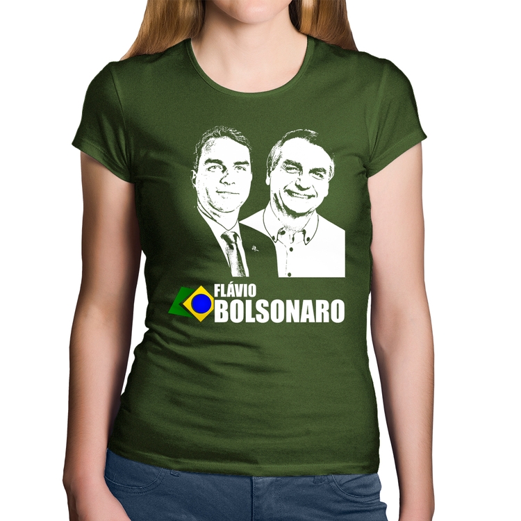 Baby Look Algodão Flávio e Jair Bolsonaro 2026 - Musgo