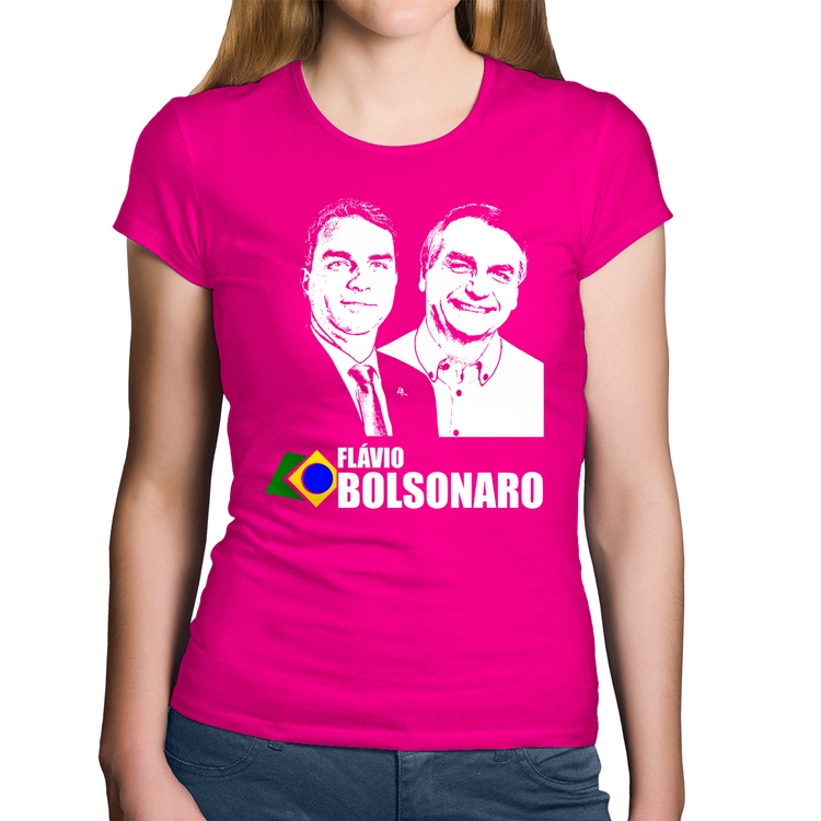 Baby Look Algodão Flávio e Jair Bolsonaro 2026 - Rosa