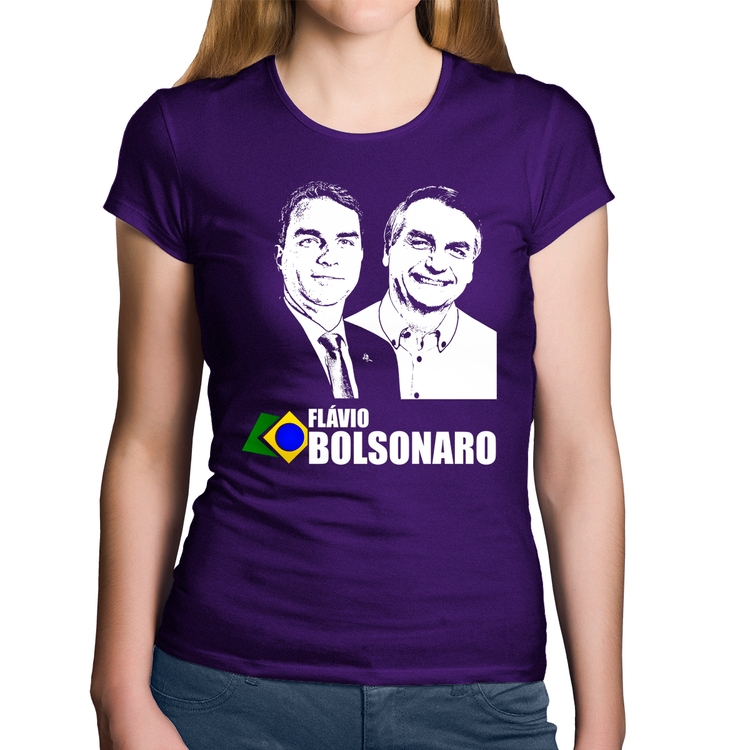 Baby Look Algodão Flávio e Jair Bolsonaro 2026 - Roxa