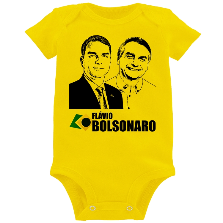 Body Bebê Flávio e Jair Bolsonaro 2026 - Amarelo