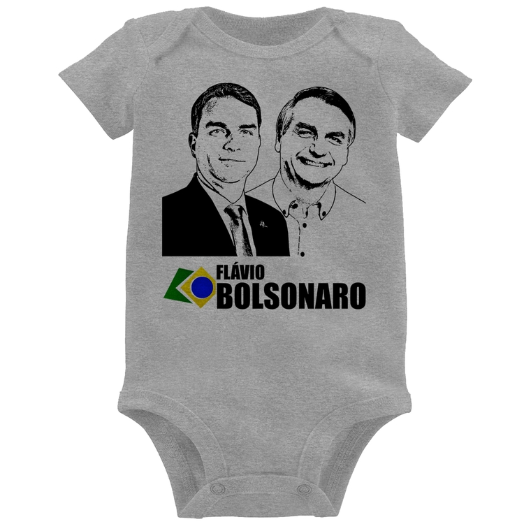 Body Bebê Flávio e Jair Bolsonaro 2026 - Cinza