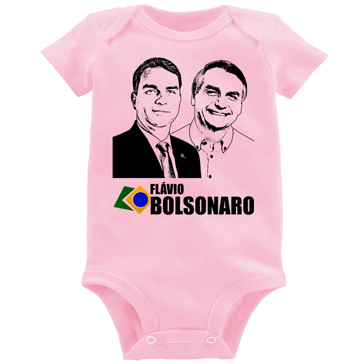 Body Bebê Flávio e Jair Bolsonaro 2026 - Rosa Bebê